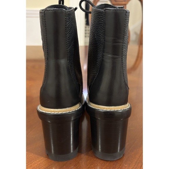 Tory Burch Miller 95mm Lug Sole Bootie Perfect Black Leather‎  Size 5 - Picture 4 of 7